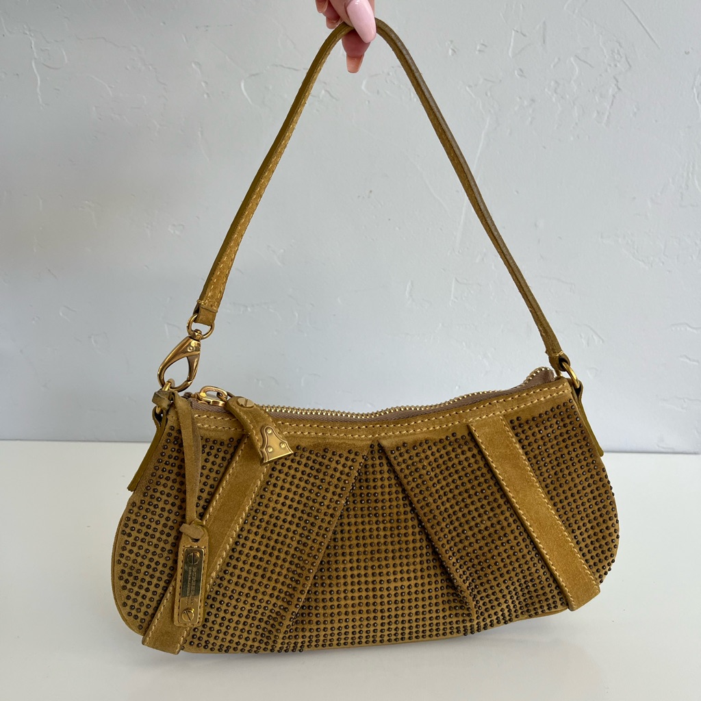 Auth Burberry Suede Studded Bag Auth Burberry Suede Studded Bag